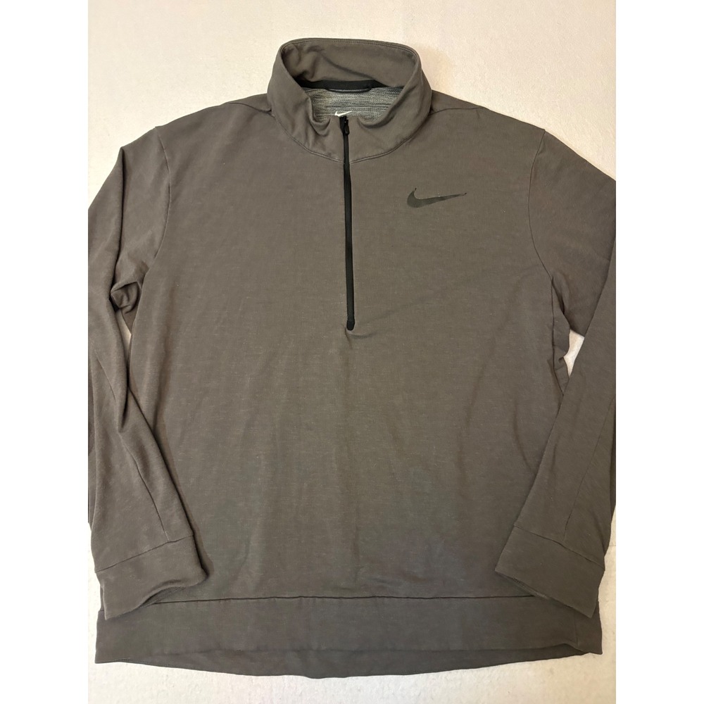 Nike Dri-FIT Mens XL Quarter Zip Pullover Gray Heather Training Top L/S